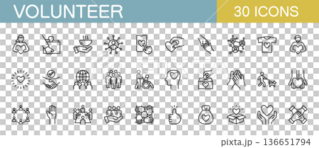 Volunteer icon set 136651794