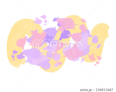 ポップなカラフルなインクの抽象的な背景フレーム　パープルイエロー 136651887