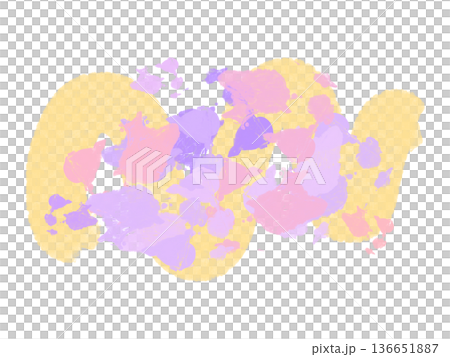 ポップなカラフルなインクの抽象的な背景フレーム　パープルイエロー 136651887