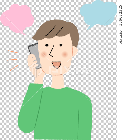 スマホで通話する若い男性 136652325