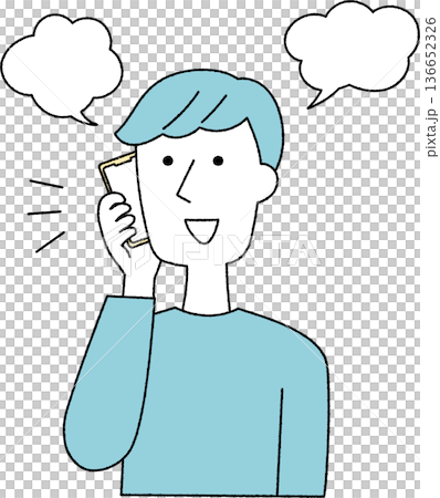 スマホで通話する男性単色 スマホで通話する男性単色 136652326