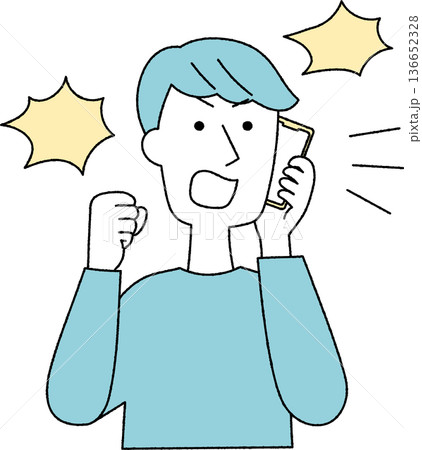 電話口で怒鳴る若い男性単色 136652328