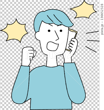 電話口で怒鳴る若い男性単色 136652328