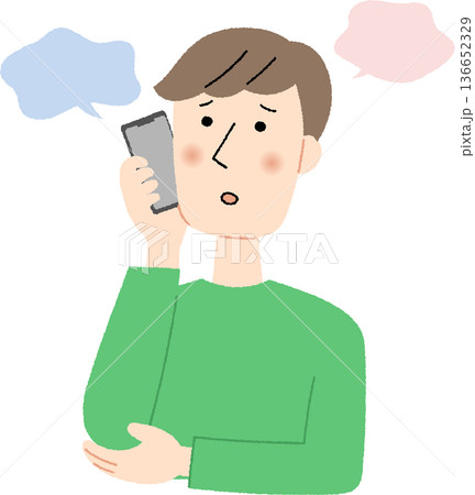 不安そうに電話で話す若い男性 136652329