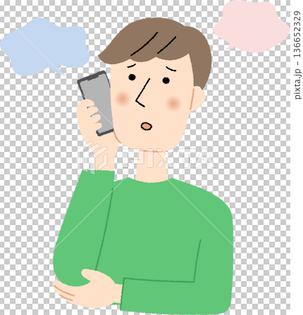 不安そうに電話で話す若い男性 136652329