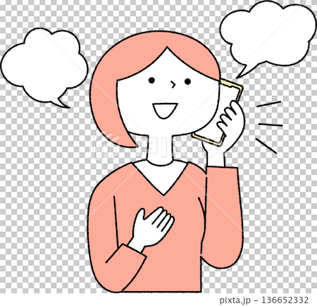 笑顔で通話する若い女性単色 136652332