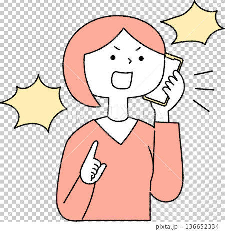 電話口で怒鳴る若い女性単色 136652334