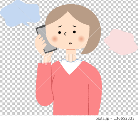 焦慮的年輕女子正在打電話 焦慮的年輕女子正在打電話 136652335