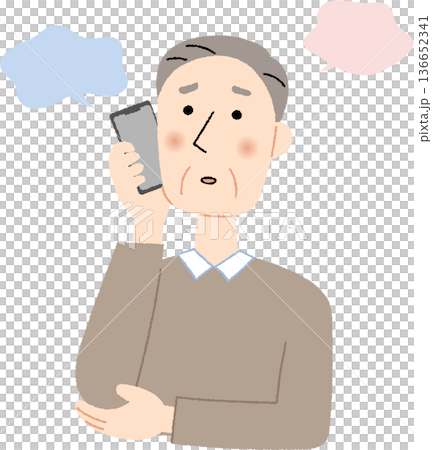 一位老年男子焦急地用智慧型手機說話 136652341