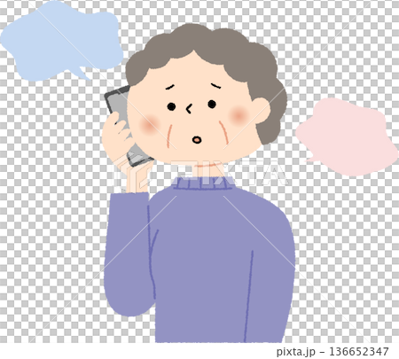 焦慮的老婦人正在用智慧型手機說話 136652347