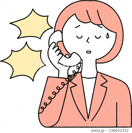 電話で怒鳴られるスーツの女性単色 136652352