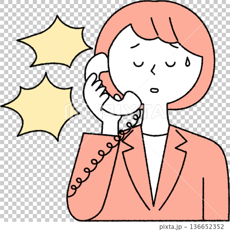 電話で怒鳴られるスーツの女性単色 136652352