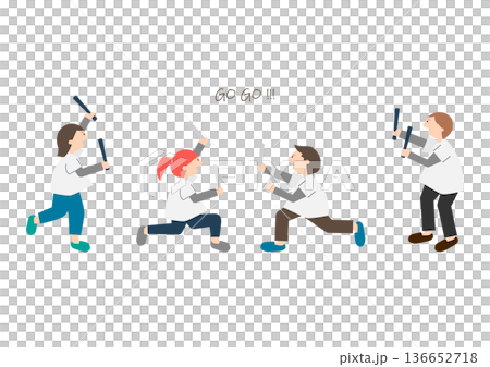 スポーツの応援をする男女のイラスト素材 136652718