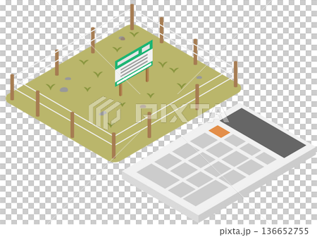 空地等距圖，以及用於房地產銷售和土地估價的計算器 136652755