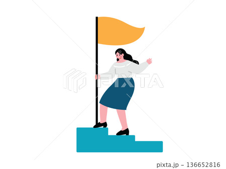 ゴールに辿りつく女性 136652816
