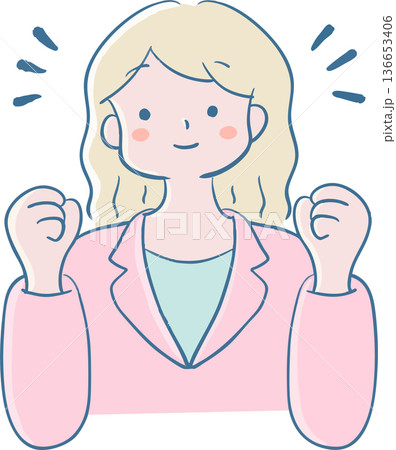 やる気に満ちた女性のシンプルイラスト 136653406