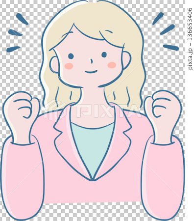 やる気に満ちた女性のシンプルイラスト 136653406