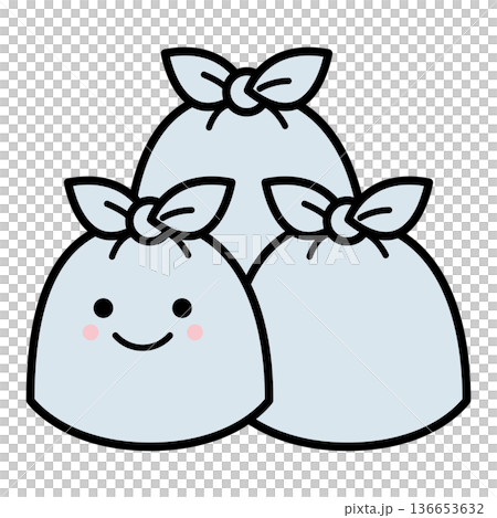 シンプルな3つのゴミ袋のイラスト 136653632