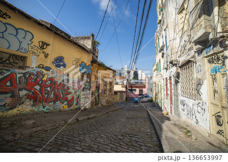 Street graffiti covers houses in Rio Street graffiti covers houses in Rio 136653997