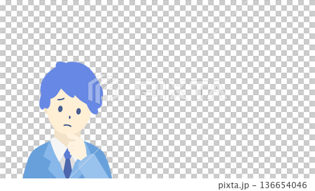 Illustration of a troubled businessman, worried man, upper body Illustration of a troubled businessman, worried man, upper body 136654046