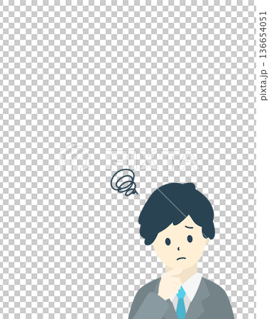 Illustration of a troubled businessman, worried man, upper body Illustration of a troubled businessman, worried man, upper body 136654051