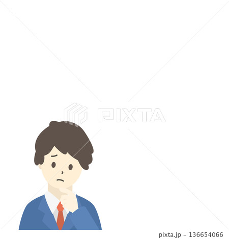 困っているビジネスマンのイラスト 悩む男性 上半身 困っているビジネスマンのイラスト 悩む男性 上半身 136654066