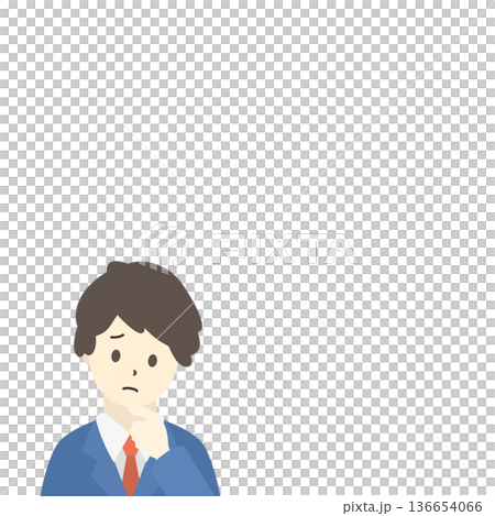 困っているビジネスマンのイラスト 悩む男性 上半身 困っているビジネスマンのイラスト 悩む男性 上半身 136654066