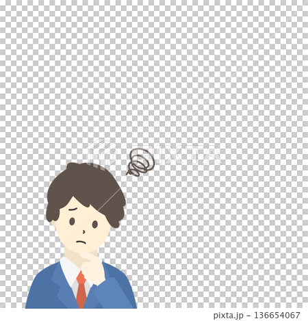 Illustration of a troubled businessman, worried man, upper body Illustration of a troubled businessman, worried man, upper body 136654067