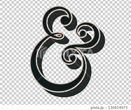 Elegant ampersand symbol with vintage flair and decorative flourishes Elegant ampersand symbol with vintage flair and decorative flourishes 136654073