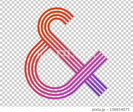 Modern ampersand symbol with gradient stripes in red and purple Modern ampersand symbol with gradient stripes in red and purple 136654075