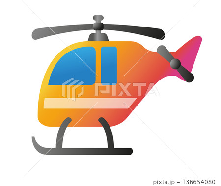 Stylized orange and pink gradient helicopter with blue windows and landing gear 136654080