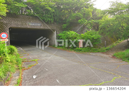 伊豆半島の伊豆山稜線歩道 戸田峠の金冠山入口と金冠山第二トンネル 伊豆半島の伊豆山稜線歩道 戸田峠の金冠山入口と金冠山第二トンネル 136654204