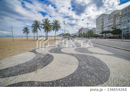 Palm trees and Copacabana beach. Rio Palm trees and Copacabana beach. Rio 136654268