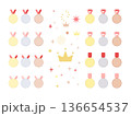 パステルカラーのフラットなメダルセット 136654537