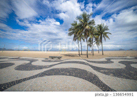 Palm trees and Copacabana beach. Rio Palm trees and Copacabana beach. Rio 136654991