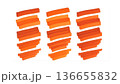 Orange and Red Marker Stroke Color Swatches on White Background 136655832