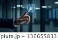 Businessman Interacting with Face Recognition Biometric ID Interface 136655833