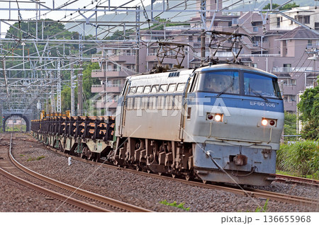東海道本線　真鶴　JR貨物　EF66-106（吹田）＋日鐵チキ 136655968