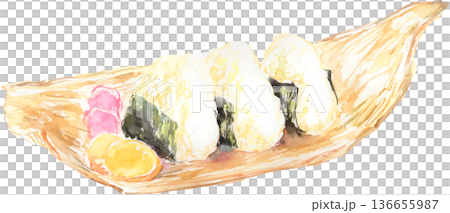 水彩で描いたおにぎりのイラスト ベクター 水彩で描いたおにぎりのイラスト ベクター 136655987
