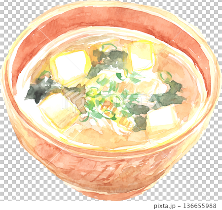 水彩味噌湯插圖向量圖 136655988