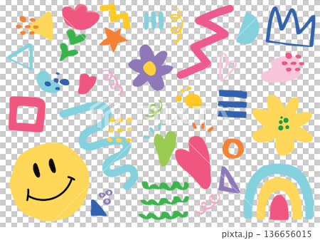Pop and cute doodle style illustrations 136656015