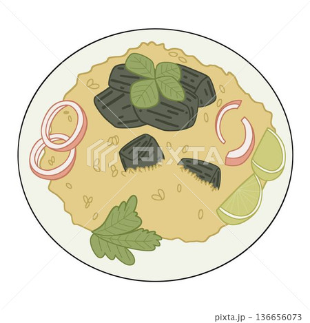 ビリヤニ インドの炊き込みご飯 スパイス料理 イラスト 136656073