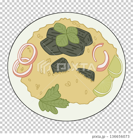 ビリヤニ インドの炊き込みご飯 スパイス料理 イラスト 136656073