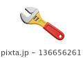 Adjustable Wrench Tool with Yellow and Red Handle on White Background 136656261