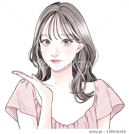 紹介している女性 136656268