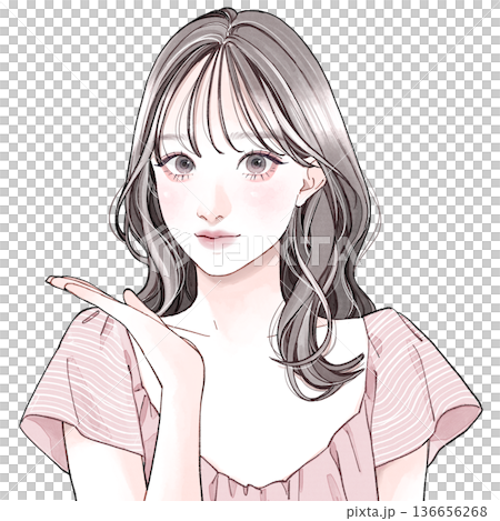 紹介している女性 136656268