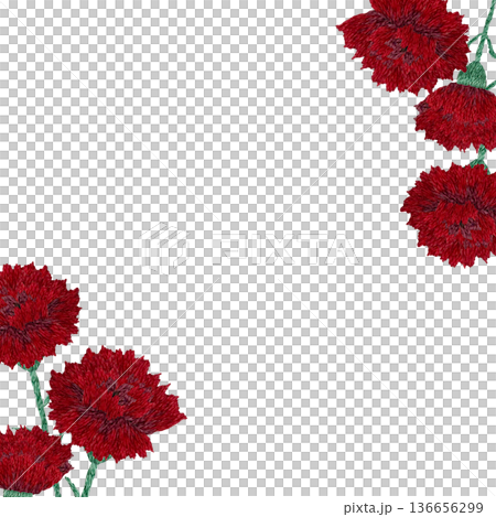 【カーネーションのフレーム】手刺繍イラスト素材 【カーネーションのフレーム】手刺繍イラスト素材 136656299