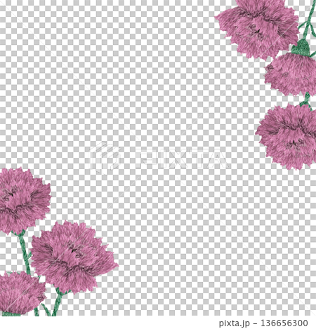 [Carnation frame] Hand embroidery illustration material 136656300