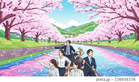 桜の川を進む未来探索チーム 桜の川を進む未来探索チーム 136656376