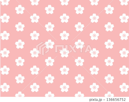 桜のシルエット背景(ピンク) 136656752